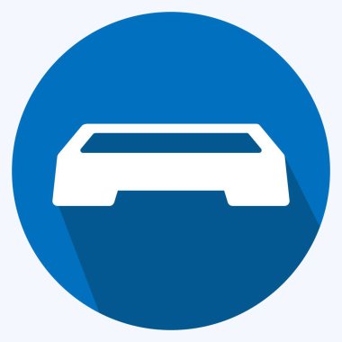 Aerobik Duruşu Simgesi yumuşak mavi arkaplanda izole edilmiş uzun gölge tarzında