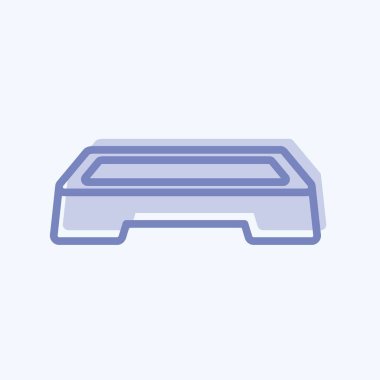 Aerobik Duruşu Simgesi: Yumuşak mavi arkaplanda izole edilmiş iki ton biçimi