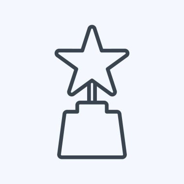 Moda satırı biçiminde ödül simgesi yumuşak mavi arkaplanda izole edildi