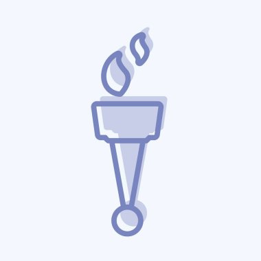 Yumuşak mavi arkaplanda izole edilmiş iki ton biçiminde Alev Simgesi