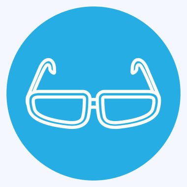 Yumuşak mavi arkaplanda izole edilmiş mavi gözlü gözlük simgesi