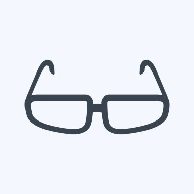 Yumuşak mavi arkaplanda izole edilmiş modaya uygun kabartma biçiminde gözlük simgesi