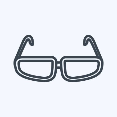 Yumuşak mavi arkaplanda izole edilmiş moda satır biçiminde gözlük simgesi