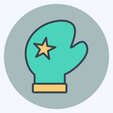 Yumuşak mavi arkaplanda izole edilmiş moda renk eşi biçiminde Eldiven Simgesi