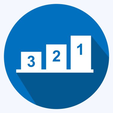 Yumuşak mavi arkaplanda izole edilmiş modaya uygun uzun gölge biçiminde Simge