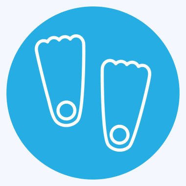 Yüzen Fin Simgesi son moda mavi gözler tarzında yumuşak mavi arkaplanda izole