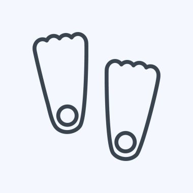 Yüzme Finleri Simgesi yumuşak mavi arkaplanda izole edilmiş moda satır biçimi