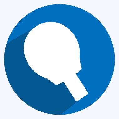 Yumuşak mavi arkaplanda izole edilmiş, modaya uygun uzun gölge biçiminde Masa Tenisi Simgesi