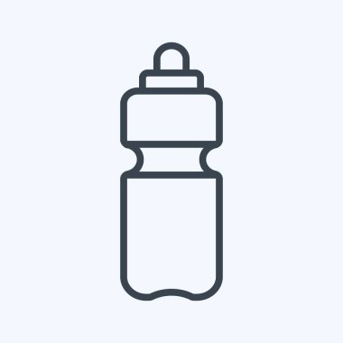 Su Şişesi Simgesi yumuşak mavi arkaplanda izole edilmiş moda satır biçimi