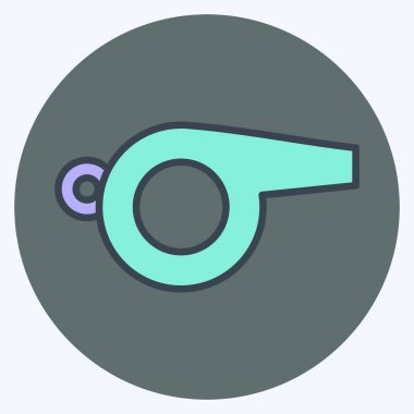 Yumuşak mavi arkaplanda izole edilmiş renkli eş biçiminde Whistle 1 Simgesi