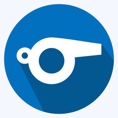 Yumuşak mavi arkaplanda izole edilmiş modaya uygun uzun gölge biçiminde Whistle 1 Simgesi