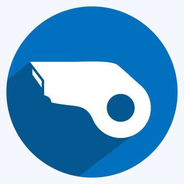 Yumuşak mavi arkaplanda izole edilmiş modaya uygun uzun gölge biçiminde Whistle 2 Simgesi