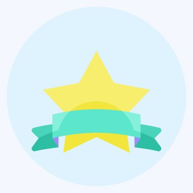 Kazanan Rozet Simgesi yumuşak mavi arkaplanda izole edilmiş modaya uygun düz stil