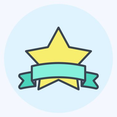 Kazanan Rozet Simgesi moda renk eşi biçimi yumuşak mavi arkaplanda izole