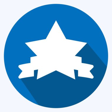 Kazanan Rozet Simgesi yumuşak mavi arkaplanda izole edilmiş modaya uygun uzun gölge biçimi