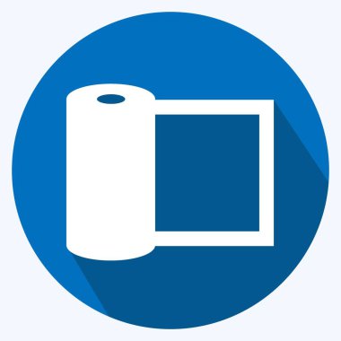 Buckram Simgesi yumuşak mavi arkaplanda izole edilmiş uzun gölge tarzında