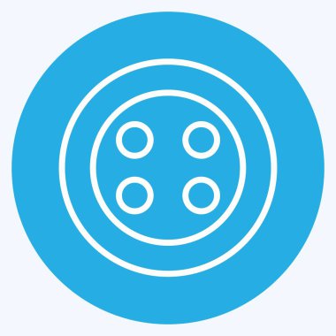 Yumuşak mavi arkaplanda izole edilmiş modaya uygun mavi göz biçimi düğmeleri simgesi