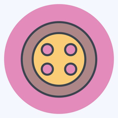 Yumuşak mavi arkaplanda izole edilmiş moda renk eş biçiminde düğme simgesi