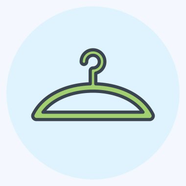 Yumuşak mavi arkaplanda izole edilmiş moda renk arkadaşı biçiminde Hanger Simgesi