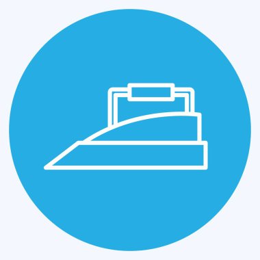 Ağır Demir Simgesi modayı takip eden mavi gözler yumuşak mavi arkaplanda izole edilmiş