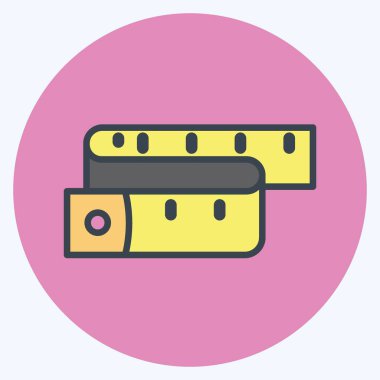 Teyp Simgesi yumuşak mavi arkaplanda izole edilmiş modaya uygun renk eş biçimi ile ölçülüyor