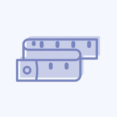 Teyp Simgesi yumuşak mavi arkaplanda izole edilmiş iki ton biçiminde ölçülüyor