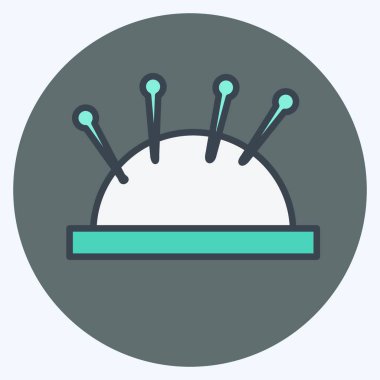 Yumuşak mavi arkaplanda izole edilmiş renkli eş tarzında Çoklu İğneler Simgesi