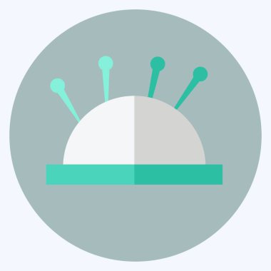 Yumuşak mavi arkaplanda izole edilmiş modaya uygun düz biçimdeki Çoklu İğneler Simgesi