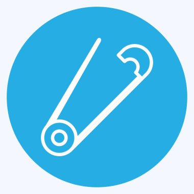 Modaya uygun mavi gözler tarzında yumuşak mavi arkaplanda açık güvenlik iğnesi simgesi