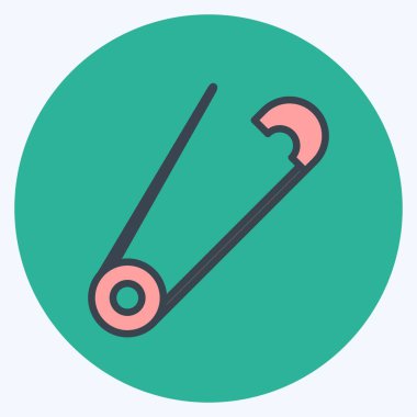 Yumuşak mavi arkaplanda izole edilmiş moda renk eşi tarzında Açık Güvenlik Pin Simgesi Simgesi