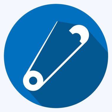 Yumuşak mavi arkaplanda izole edilmiş modaya uygun uzun gölge biçiminde Açık Güvenlik Simgesi Simgesi Simgesi