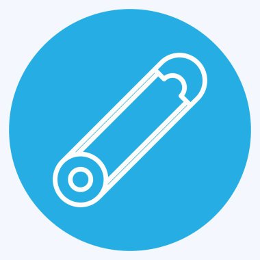 Güvenli Pin Simgesi moda mavi gözler tarzında yumuşak mavi arkaplanda izole edilmiş