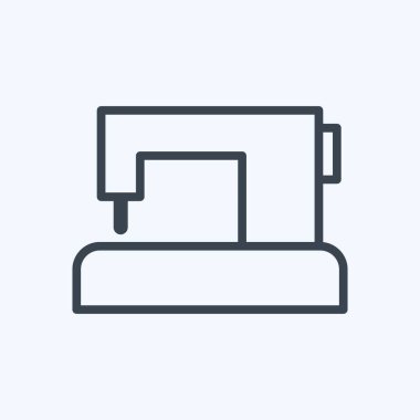 Yumuşak mavi arkaplanda izole edilmiş moda satır biçiminde Makine Simgesi Dikiliyor