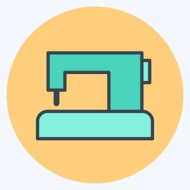 Yumuşak mavi arkaplanda izole edilmiş renkli eş biçiminde Makine Simgesi Dikiliyor