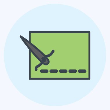 Dikiş Çizgileri Simgesi, yumuşak mavi arkaplanda izole edilmiş moda renk eşi tarzında