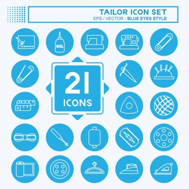 Terzi Simgesi Simgesi Simgesini yumuşak mavi arkaplanda izole edilmiş mavi gözler biçiminde ayarla