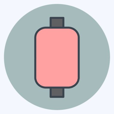 Yumuşak mavi arkaplanda izole edilmiş renkli eş biçiminde iplik makarası I Simgesi