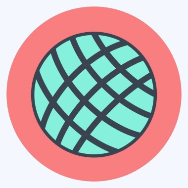 Yumuşak mavi arkaplanda izole edilmiş moda renk eşi biçiminde yün topu simgesi