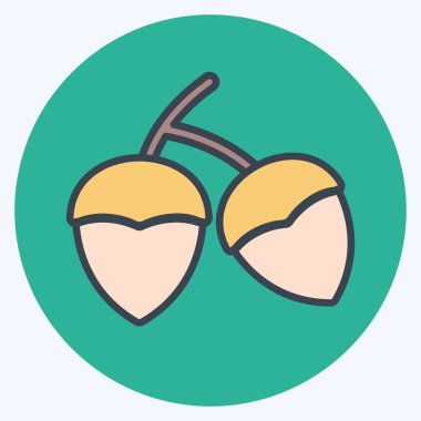 Yumuşak mavi arkaplanda izole edilmiş moda renk eşi biçiminde palamut simgesi simgesi