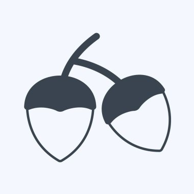 Yumuşak mavi arkaplanda izole edilmiş modaya uygun kabartma biçiminde palamut simgesi simgesi