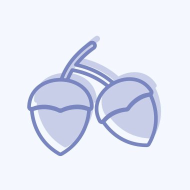 Yumuşak mavi arkaplanda izole edilmiş iki ton tarzında palamut simgesi