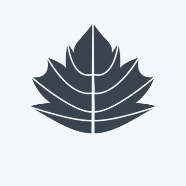 Sonbahar Yaprak Simgesi modaya uygun kabartma biçiminde yumuşak mavi arkaplanda izole edilmiş