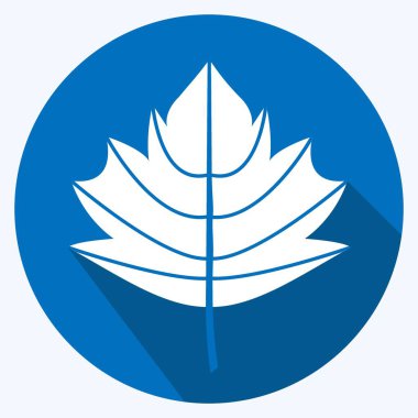 Sonbahar Yaprak Simgesi yumuşak mavi arkaplanda izole edilmiş modaya uygun uzun gölge biçimi