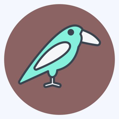 Yumuşak mavi arkaplanda izole edilmiş modaya uygun renk eş biçiminde kuş simgesi