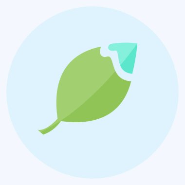 Kırık Yaprak Simgesi yumuşak mavi arkaplanda izole edilmiş modaya uygun düz bir şekilde