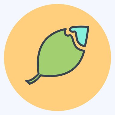 Yumuşak mavi arkaplanda izole edilmiş renkli eş tarzında Kırık Yaprak Simgesi Simgesi