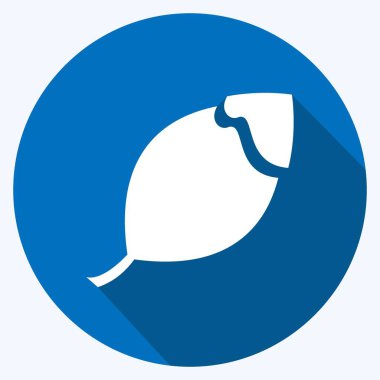 Kırık Yaprak Simgesi yumuşak mavi arkaplanda izole edilmiş modaya uygun uzun gölge tarzında