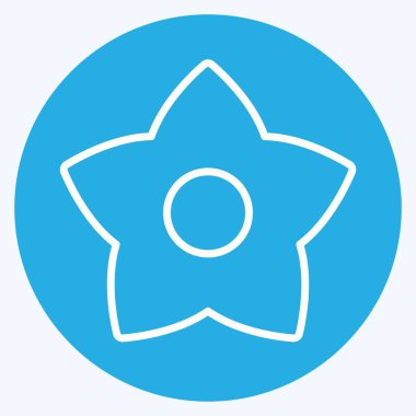 Modaya uygun mavi gözler tarzındaki Çiçek Simgesi yumuşak mavi arkaplanda izole