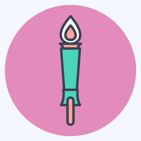Icona Museum Torch Color Mate Style Illustrazione Semplice Buono Stampe — Vettoriale Stock