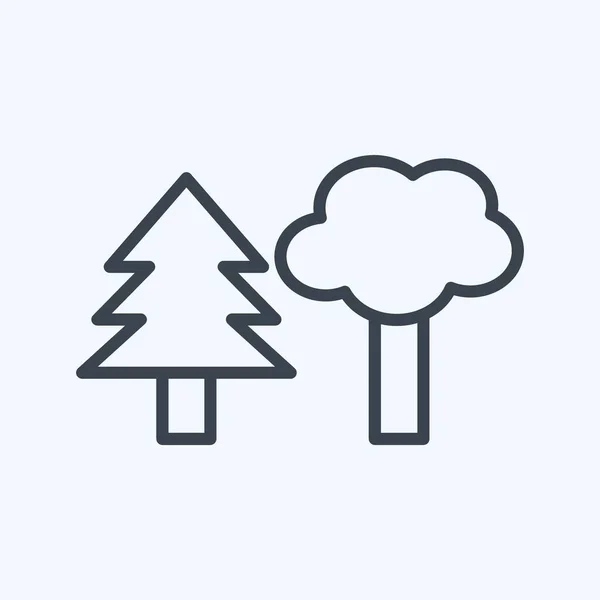 Icon Trees Στυλ Γραμμής Απλή Απεικόνιση Καλό Για Εκτυπώσεις Ανακοινώσεις — Διανυσματικό Αρχείο